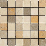 2x2 Mixed Travertine Tumbled Mosaic Tile 2x2 Mixed Travertine Tumbled Mosaic Tile - American Tile Depot