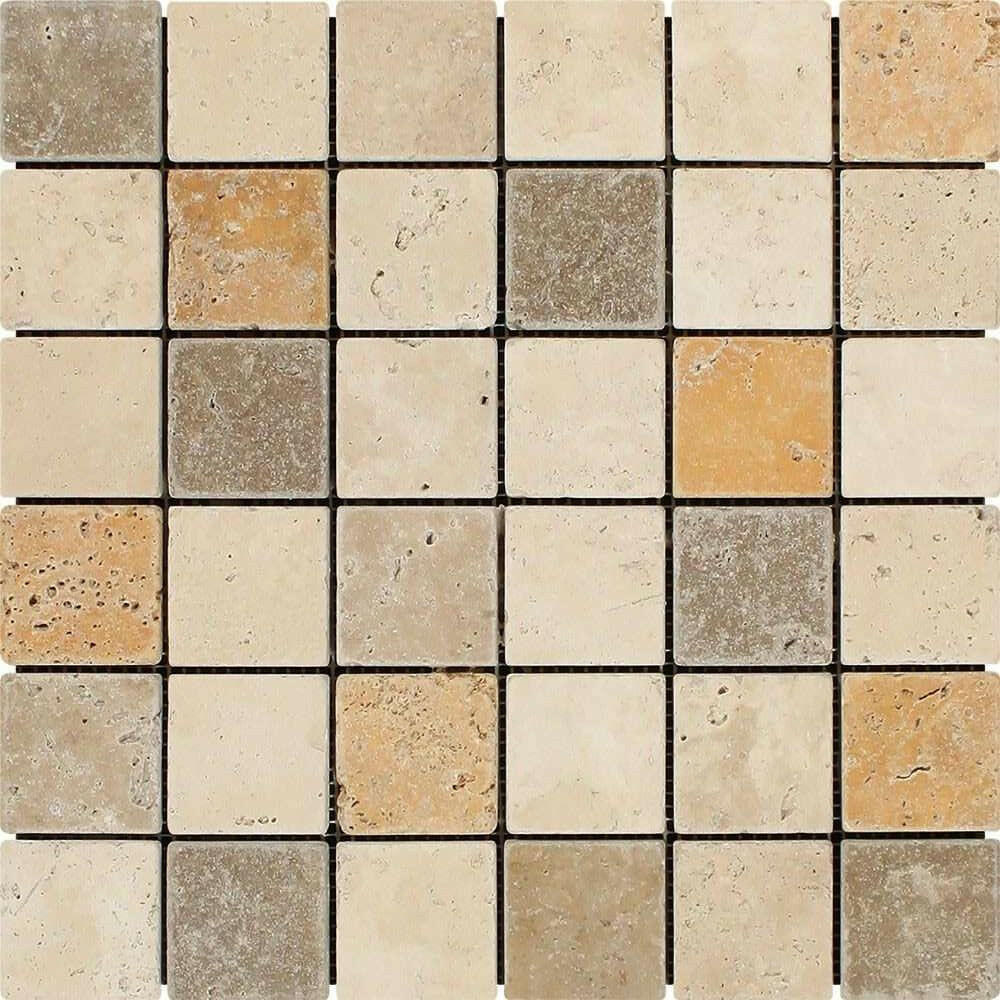 2x2 Mixed Travertine Tumbled Mosaic Tile 2x2 Mixed Travertine Tumbled Mosaic Tile - American Tile Depot