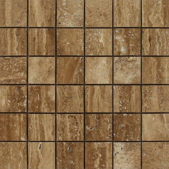 2x2 Noce Exotic Travertine (Vein-Cut) Brushed & Unfilled Mosaic Tile 2x2 Noce Exotic Travertine (Vein-Cut) Brushed & Unfilled Mosaic Tile - American Tile Depot