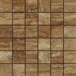 2x2 Noce Exotic Travertine (Vein-Cut) Brushed & Unfilled Mosaic Tile 2x2 Noce Exotic Travertine (Vein-Cut) Brushed & Unfilled Mosaic Tile - American Tile Depot
