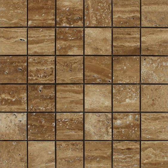 2x2 Noce Exotic Travertine (Vein-Cut) Brushed & Unfilled Mosaic Tile 2x2 Noce Exotic Travertine (Vein-Cut) Brushed & Unfilled Mosaic Tile - American Tile Depot