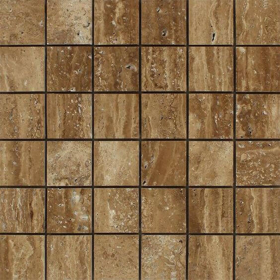 2x2 Noce Exotic Travertine (Vein-Cut) Brushed & Unfilled Mosaic Tile 2x2 Noce Exotic Travertine (Vein-Cut) Brushed & Unfilled Mosaic Tile - American Tile Depot