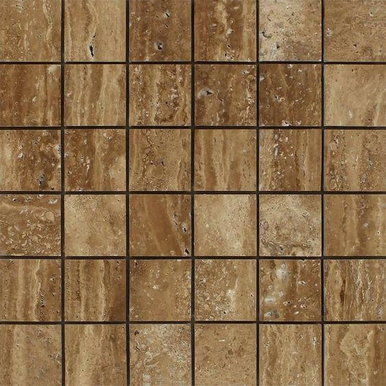 2x2 Noce Exotic Travertine (Vein-Cut) Brushed & Unfilled Mosaic Tile 2x2 Noce Exotic Travertine (Vein-Cut) Brushed & Unfilled Mosaic Tile - American Tile Depot