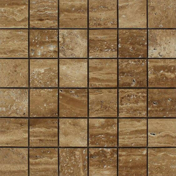 2x2 Noce Exotic Travertine (Vein-Cut) Brushed & Unfilled Mosaic Tile 2x2 Noce Exotic Travertine (Vein-Cut) Brushed & Unfilled Mosaic Tile - American Tile Depot
