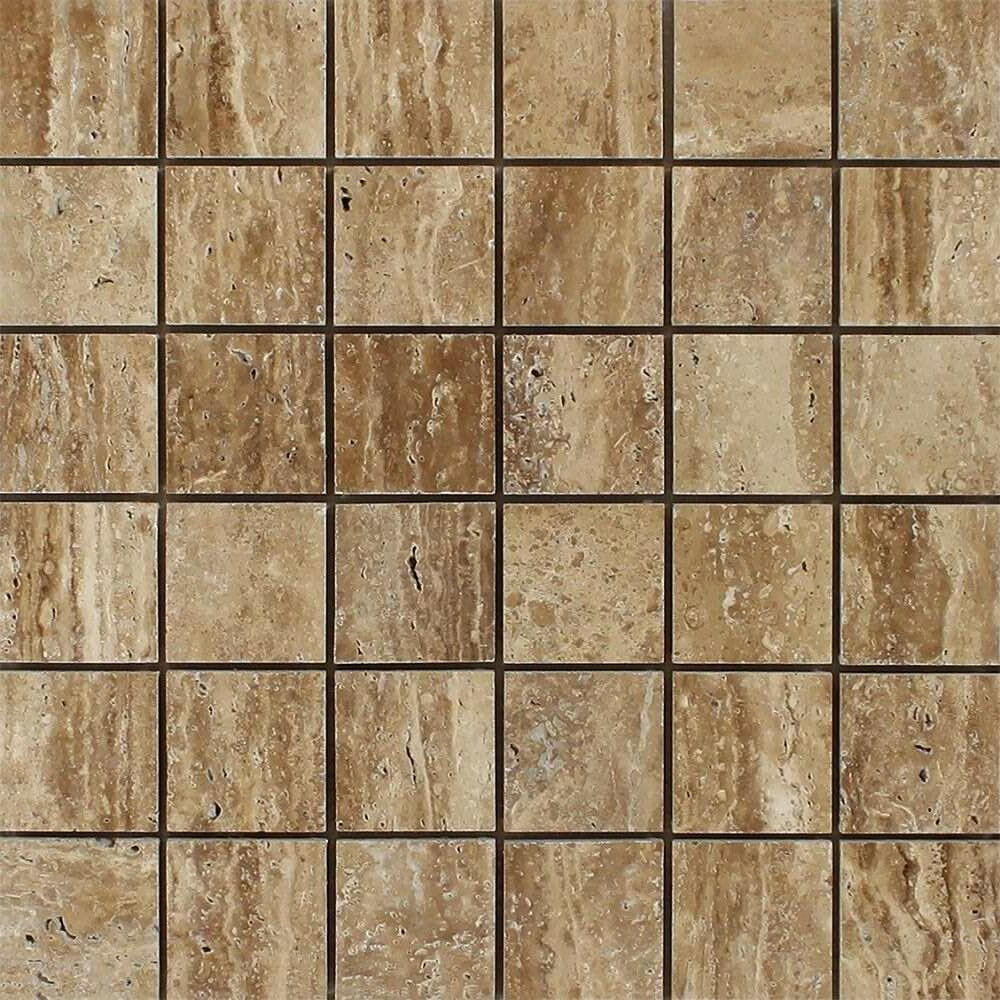 2x2 Noce Exotic Travertine (Vein-Cut) Polished & Unfilled Mosaic Tile 2x2 Noce Exotic Travertine (Vein-Cut) Polished & Unfilled Mosaic Tile - American Tile Depot