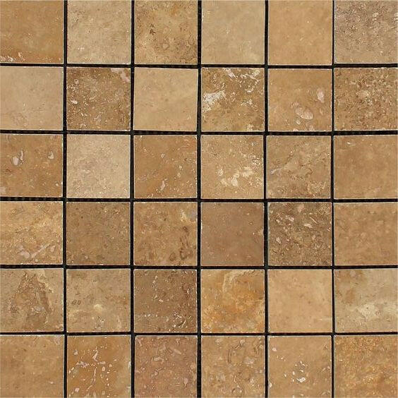 2x2 Noce Travertine Filled & Honed Mosaic Tile 2x2 Noce Travertine Filled & Honed Mosaic Tile - American Tile Depot
