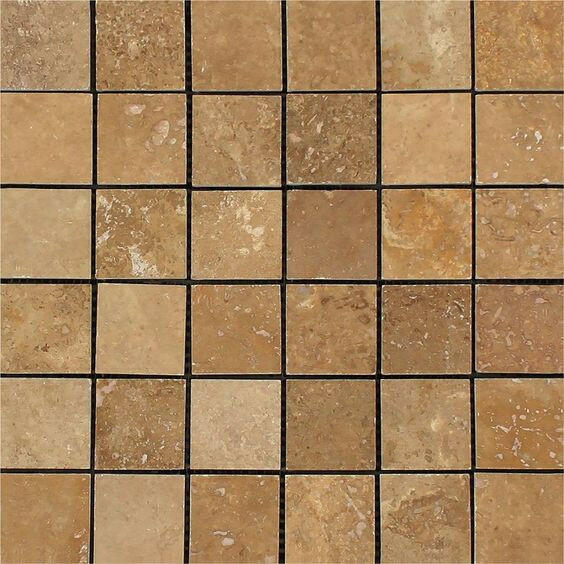 2x2 Noce Travertine Filled & Honed Mosaic Tile 2x2 Noce Travertine Filled & Honed Mosaic Tile - American Tile Depot