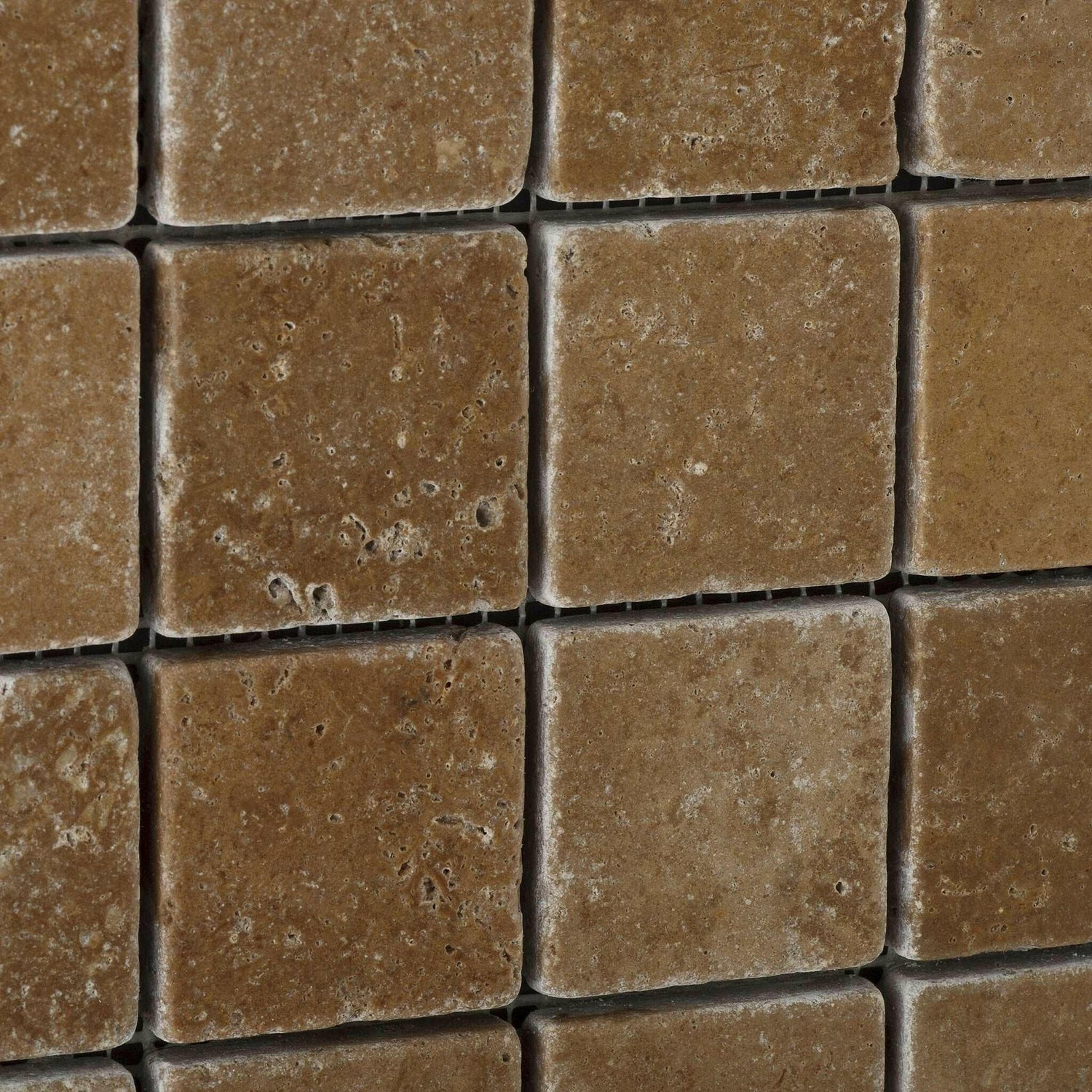 2x2 Noce Travertine Tumbled Mosaic Tile 2x2 Noce Travertine Tumbled Mosaic Tile - American Tile Depot