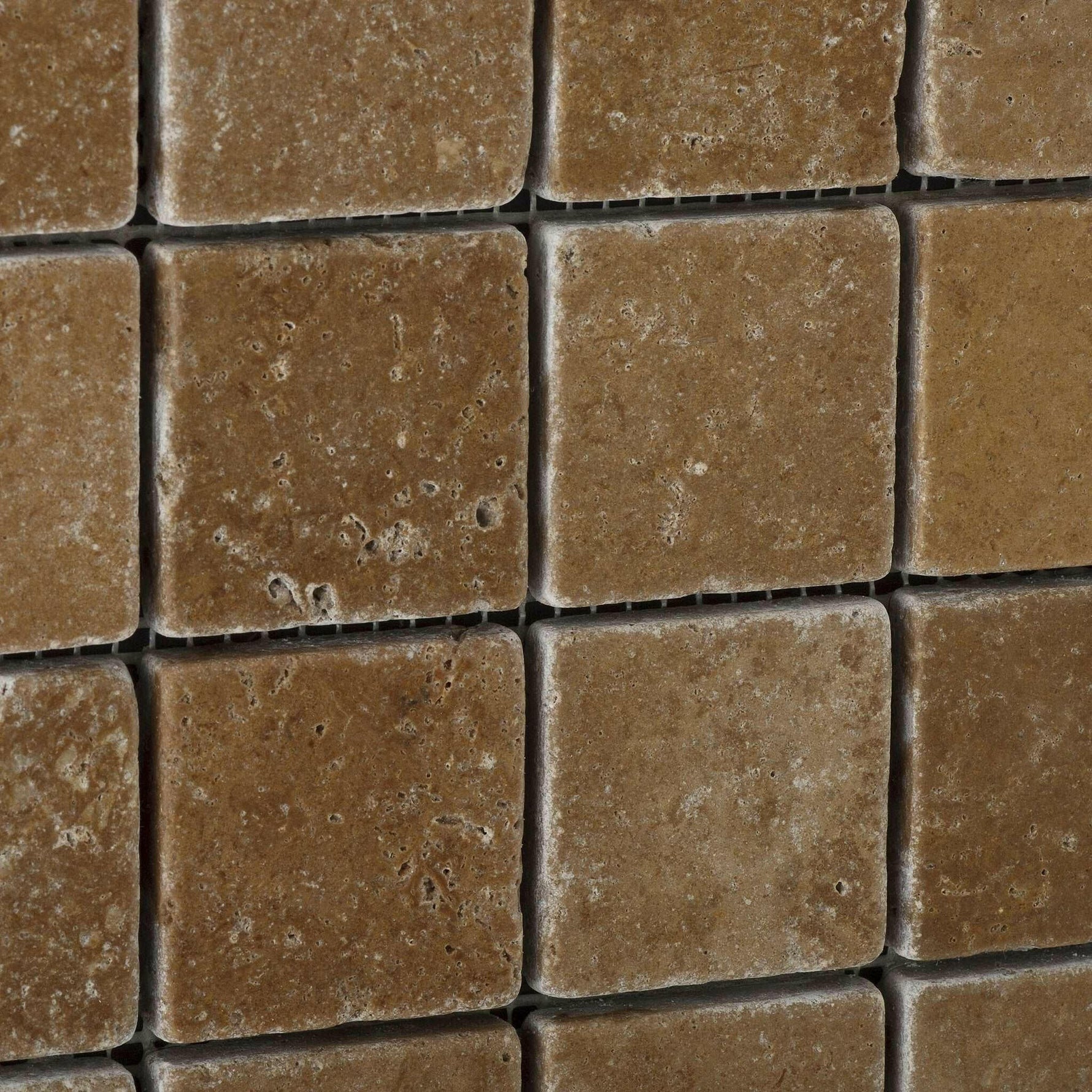 2x2 Noce Travertine Tumbled Mosaic Tile 2x2 Noce Travertine Tumbled Mosaic Tile - American Tile Depot