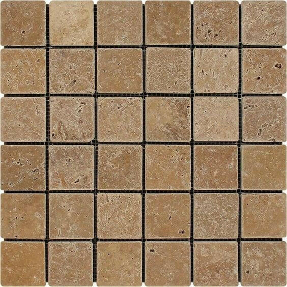 2x2 Noce Travertine Tumbled Mosaic Tile 2x2 Noce Travertine Tumbled Mosaic Tile - American Tile Depot