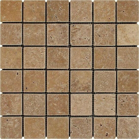 2x2 Noce Travertine Tumbled Mosaic Tile 2x2 Noce Travertine Tumbled Mosaic Tile - American Tile Depot