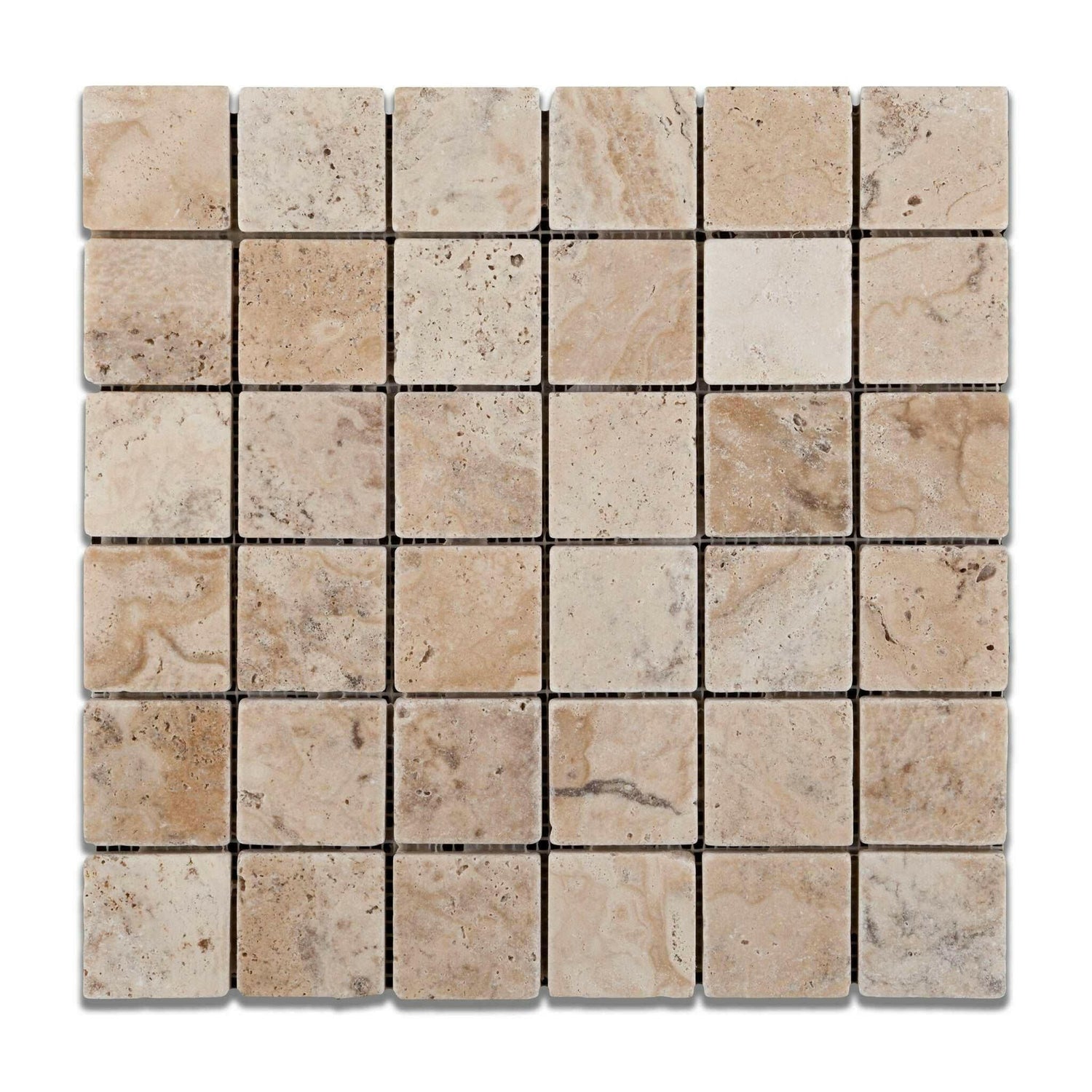 2x2 Philadelphia Travertine Tumbled Mosaic Tile 2x2 Philadelphia Travertine Tumbled Mosaic Tile - American Tile Depot