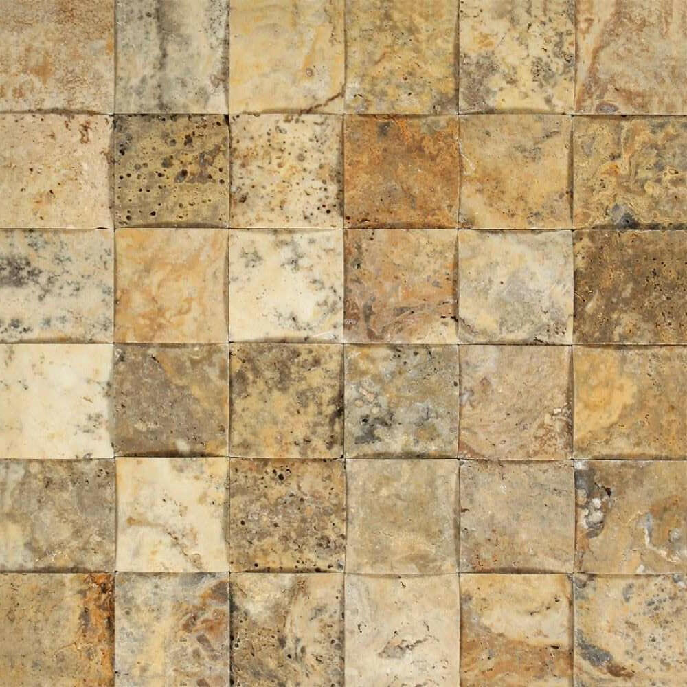 2x2 Scabos Travertine Honed CNC Arched 3D Mosaic Tile 2x2 Scabos Travertine Honed CNC Arched 3D Mosaic Tile - American Tile Depot