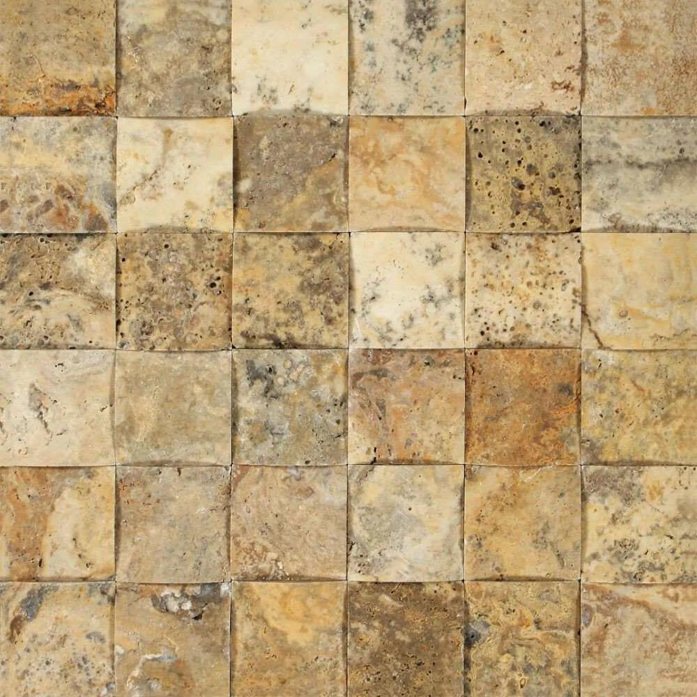 2x2 Scabos Travertine Honed CNC Arched 3D Mosaic Tile 2x2 Scabos Travertine Honed CNC Arched 3D Mosaic Tile - American Tile Depot