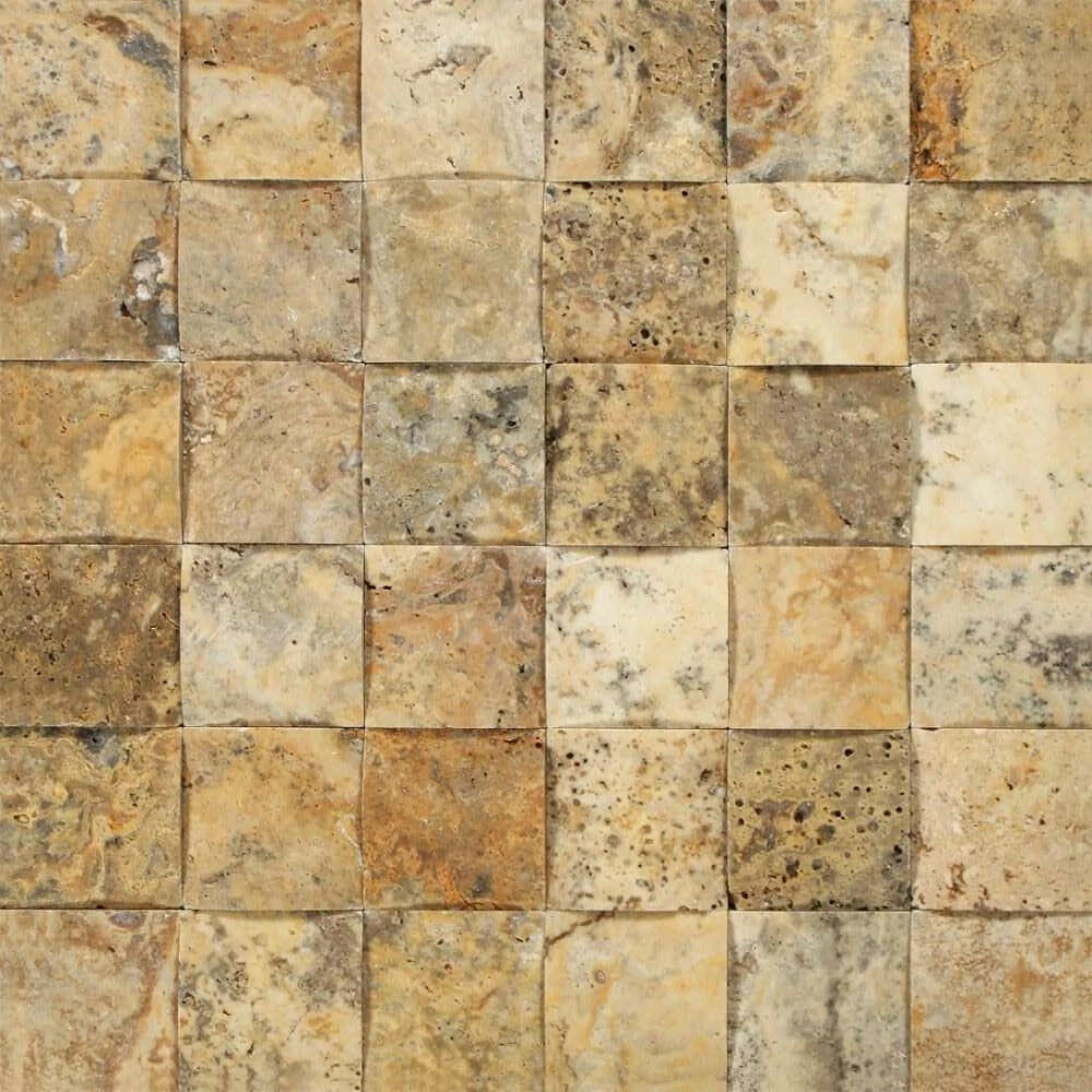 2x2 Scabos Travertine Honed CNC Arched 3D Mosaic Tile 2x2 Scabos Travertine Honed CNC Arched 3D Mosaic Tile - American Tile Depot
