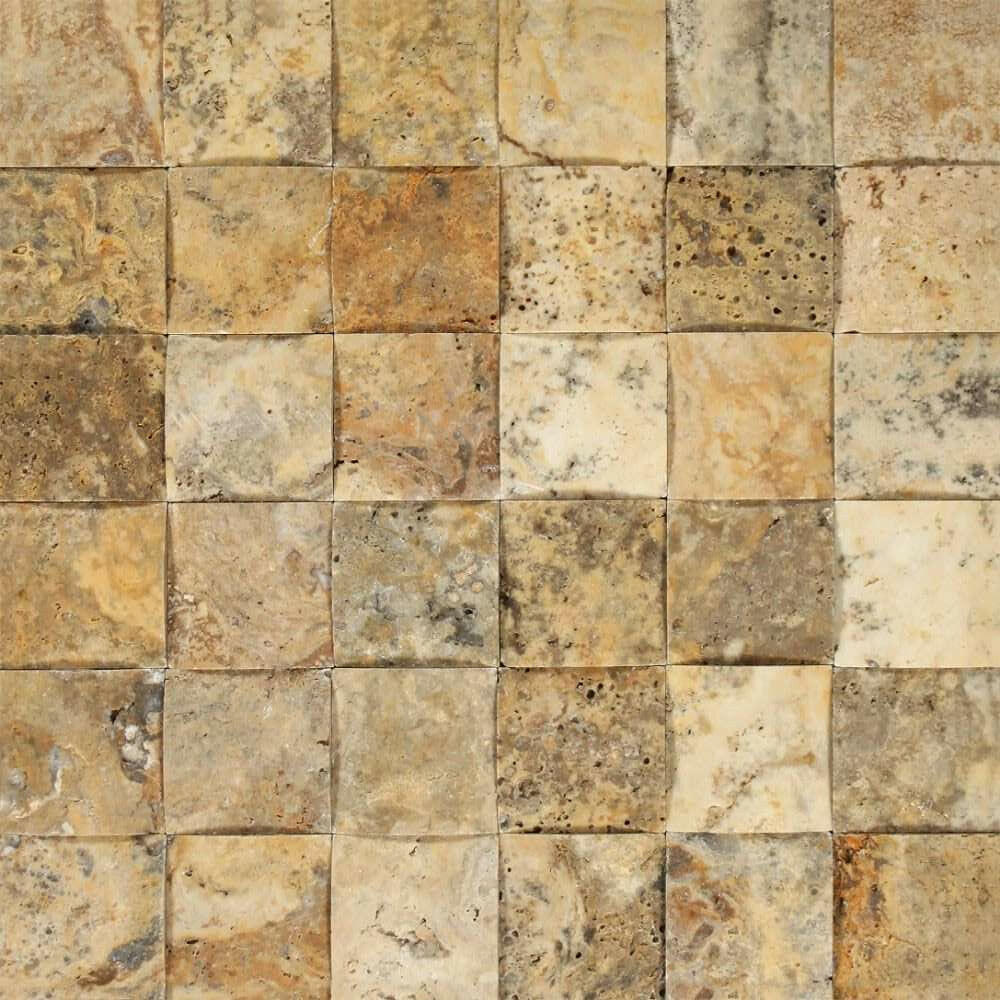 2x2 Scabos Travertine Honed CNC Arched 3D Mosaic Tile 2x2 Scabos Travertine Honed CNC Arched 3D Mosaic Tile - American Tile Depot
