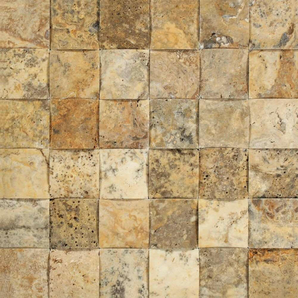 2x2 Scabos Travertine Honed CNC Arched 3D Mosaic Tile 2x2 Scabos Travertine Honed CNC Arched 3D Mosaic Tile - American Tile Depot