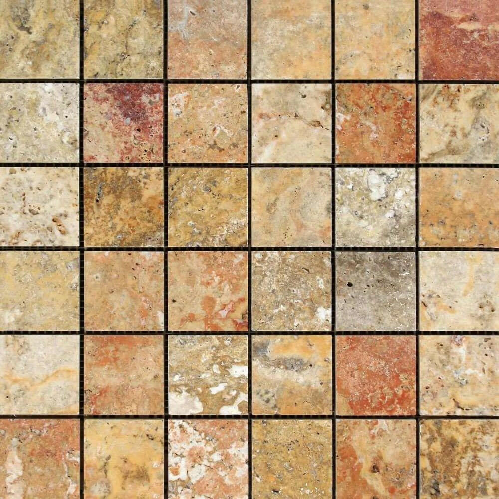 2x2 Scabos Travertine Polished Mosaic Tile 2x2 Scabos Travertine Polished Mosaic Tile - American Tile Depot