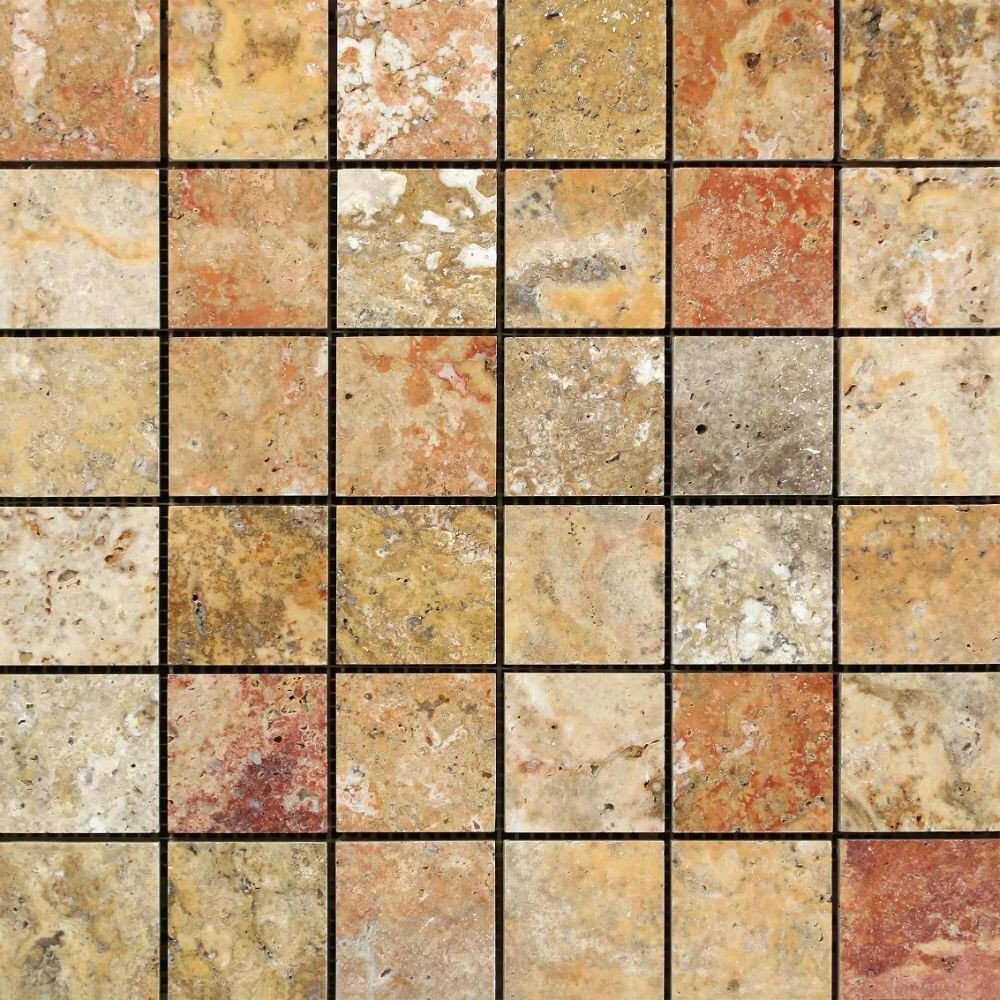 2x2 Scabos Travertine Polished Mosaic Tile 2x2 Scabos Travertine Polished Mosaic Tile - American Tile Depot