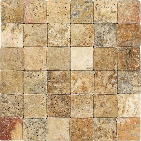 2x2 Scabos Travertine Tumbled CNC Arched 3D Mosaic Tile 2x2 Scabos Travertine Tumbled CNC Arched 3D Mosaic Tile - American Tile Depot