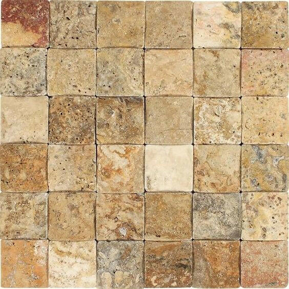 2x2 Scabos Travertine Tumbled CNC Arched 3D Mosaic Tile 2x2 Scabos Travertine Tumbled CNC Arched 3D Mosaic Tile - American Tile Depot