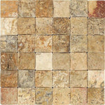 2x2 Scabos Travertine Tumbled CNC Arched 3D Mosaic Tile 2x2 Scabos Travertine Tumbled CNC Arched 3D Mosaic Tile - American Tile Depot
