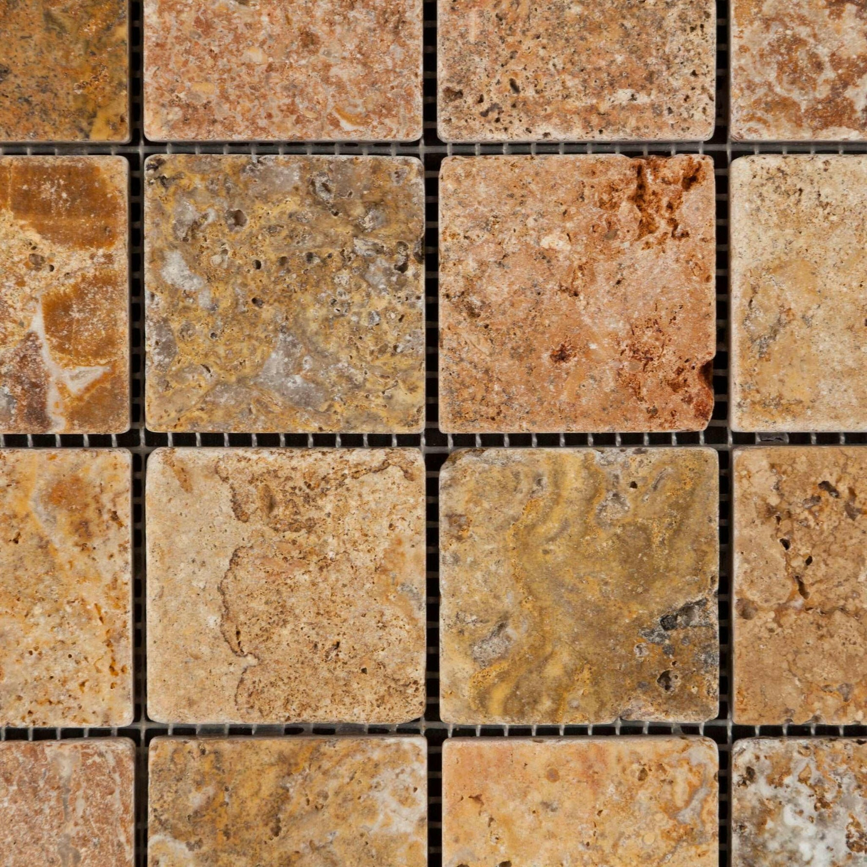 2x2 Scabos Travertine Tumbled Mosaic Tile 2x2 Scabos Travertine Tumbled Mosaic Tile - American Tile Depot