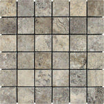 2x2 Silver Travertine Tumbled Mosaic Tile - American Tile Depot