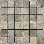 2x2 Silver Travertine Tumbled Mosaic Tile - American Tile Depot