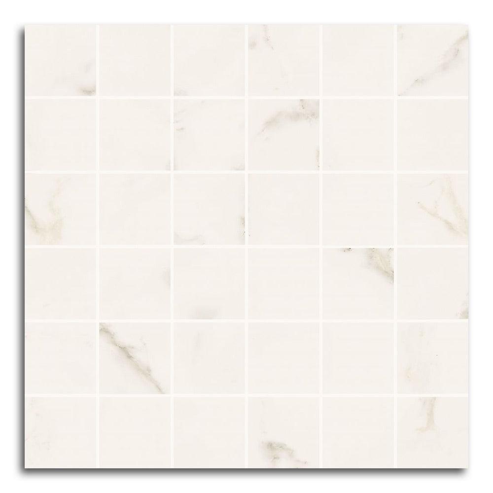 2x2 Triad Calacatta White Soft Square Porcelain Mosaic Tile 2x2 Triad Calacatta White Soft Square Porcelain Mosaic Tile - American Tile Depot