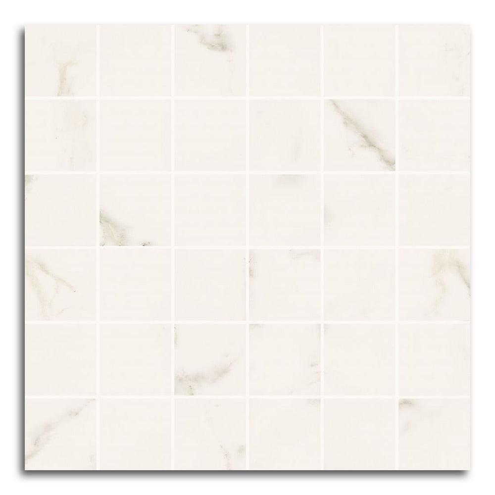 2x2 Triad Calacatta White Soft Square Porcelain Mosaic Tile 2x2 Triad Calacatta White Soft Square Porcelain Mosaic Tile - American Tile Depot