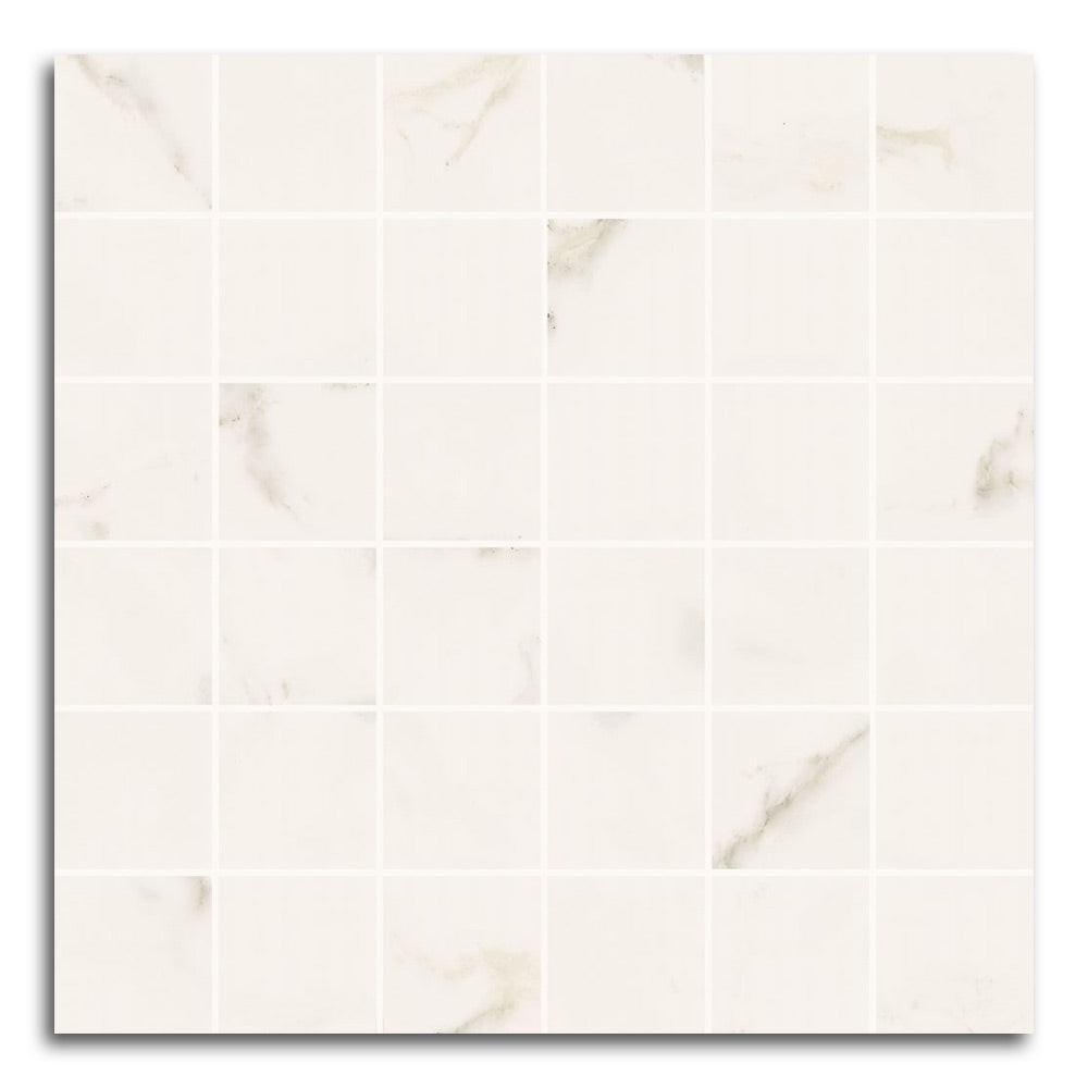 2x2 Triad Calacatta White Soft Square Porcelain Mosaic Tile 2x2 Triad Calacatta White Soft Square Porcelain Mosaic Tile - American Tile Depot