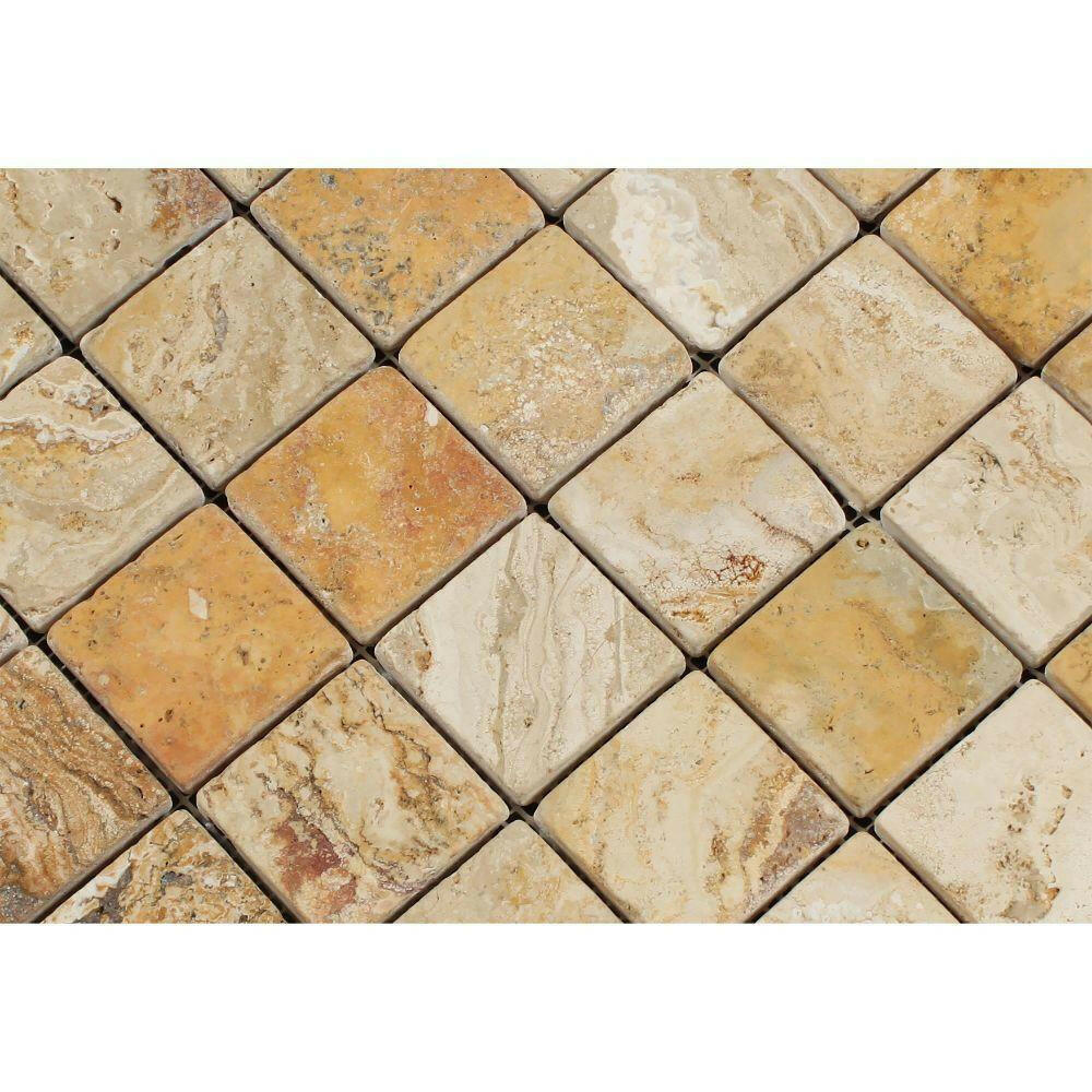 2x2 Valencia Travertine Tumbled Mosaic Tile 2x2 Valencia Travertine Tumbled Mosaic Tile - American Tile Depot