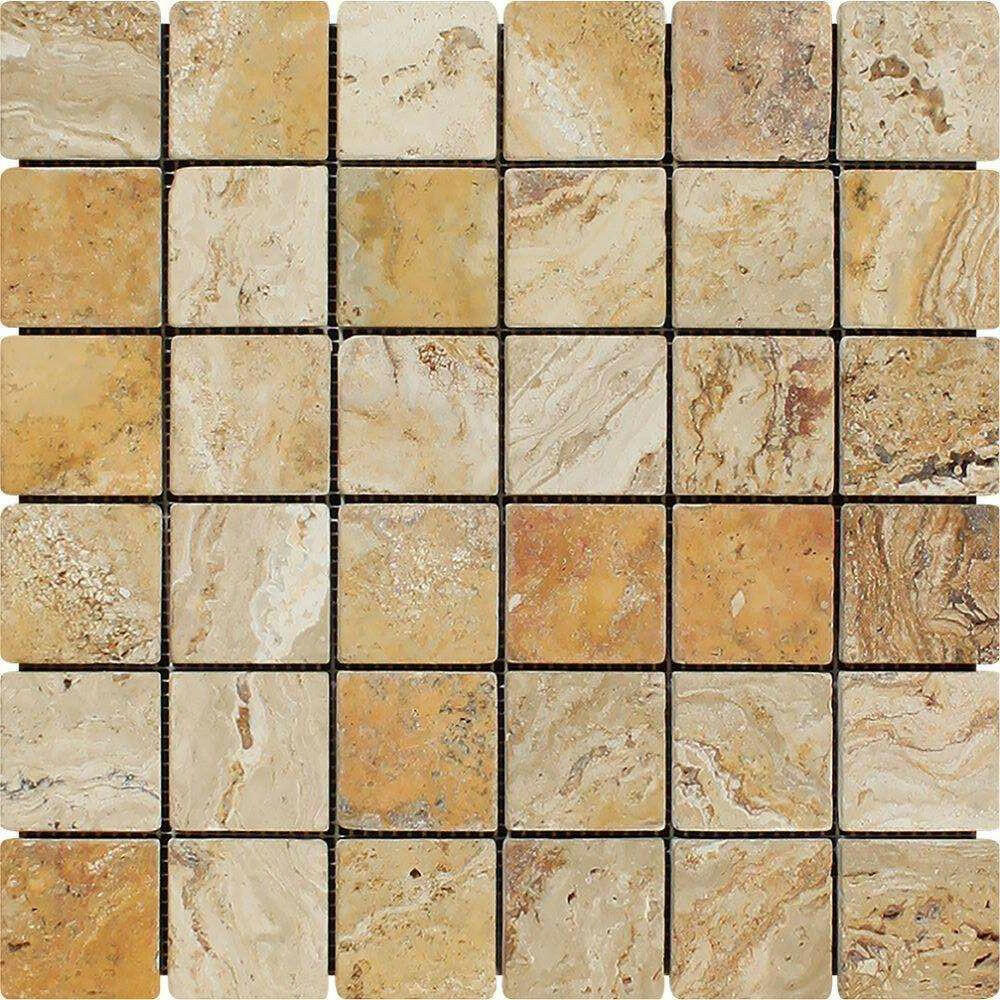 2x2 Valencia Travertine Tumbled Mosaic Tile 2x2 Valencia Travertine Tumbled Mosaic Tile - American Tile Depot