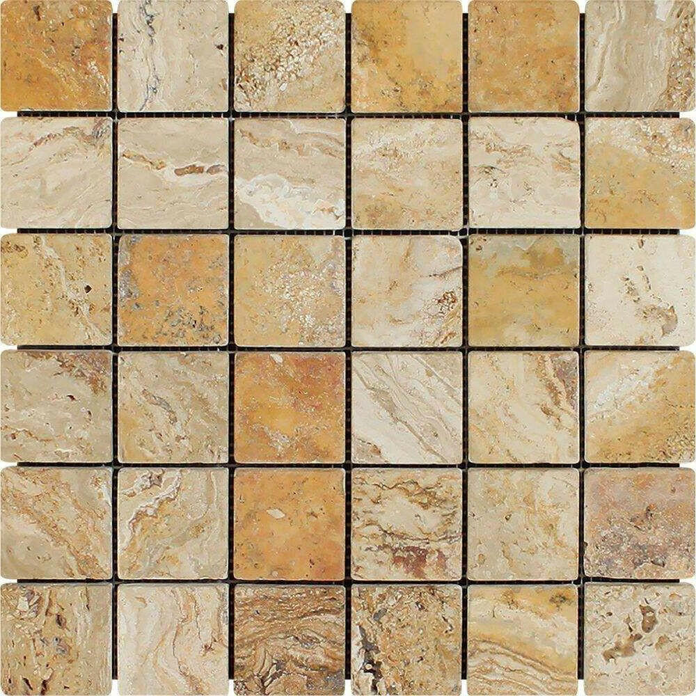 2x2 Valencia Travertine Tumbled Mosaic Tile 2x2 Valencia Travertine Tumbled Mosaic Tile - American Tile Depot