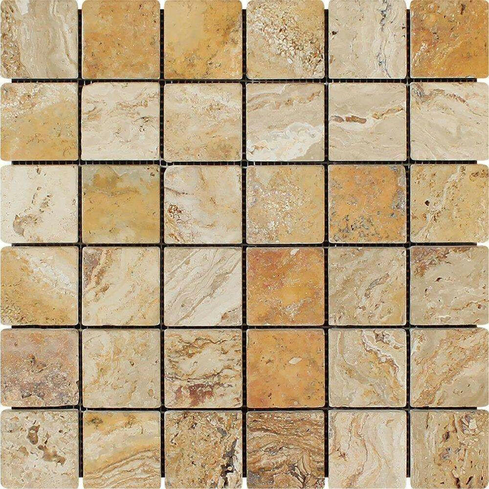 2x2 Valencia Travertine Tumbled Mosaic Tile 2x2 Valencia Travertine Tumbled Mosaic Tile - American Tile Depot