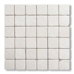 2x2 White Pearl / Botticino Marble Tumbled Mosaic Tile - American Tile Depot
