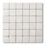 2x2 White Pearl / Botticino Marble Tumbled Mosaic Tile - American Tile Depot