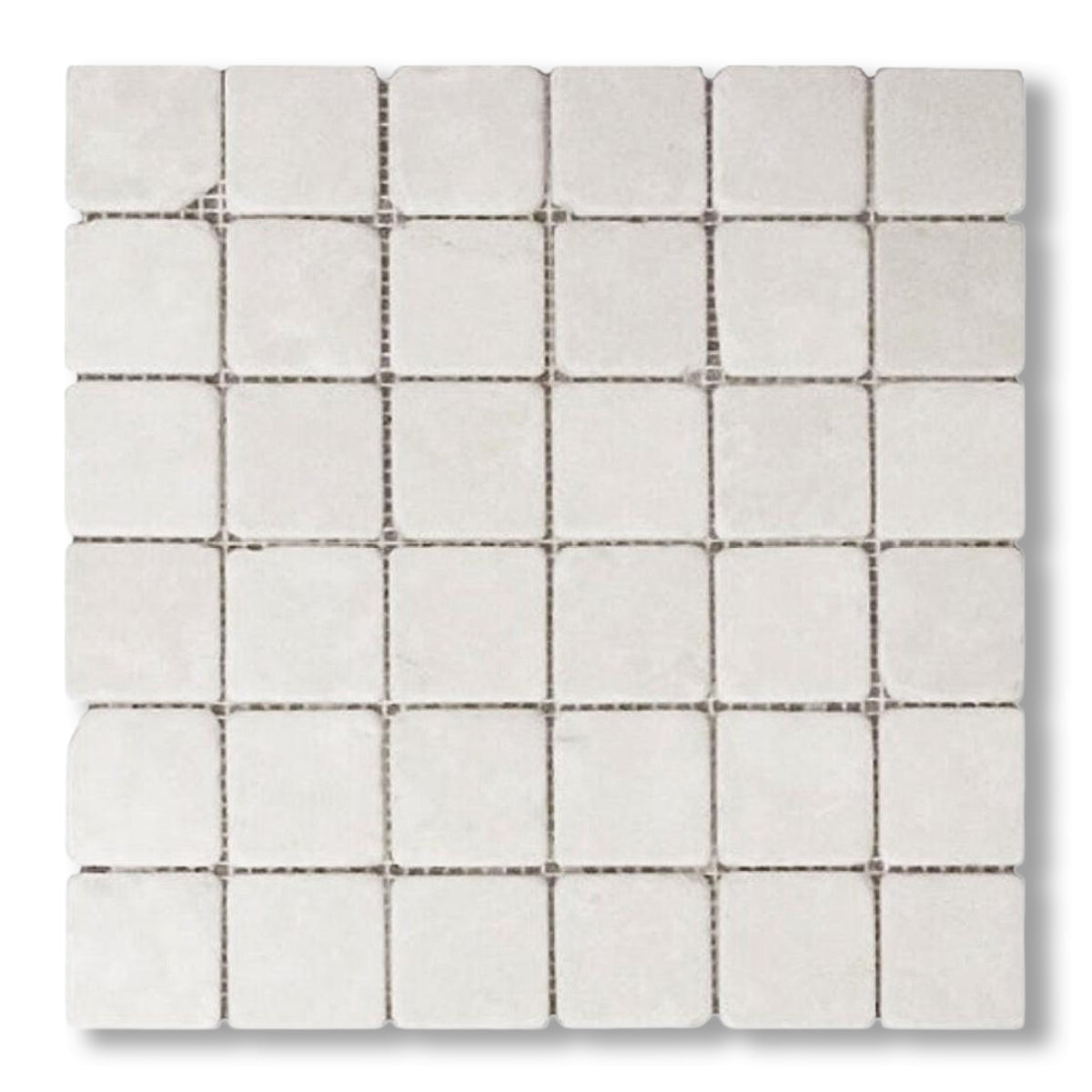 2x2 White Pearl / Botticino Marble Tumbled Mosaic Tile - American Tile Depot