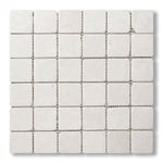 2x2 White Pearl / Botticino Marble Tumbled Mosaic Tile - American Tile Depot