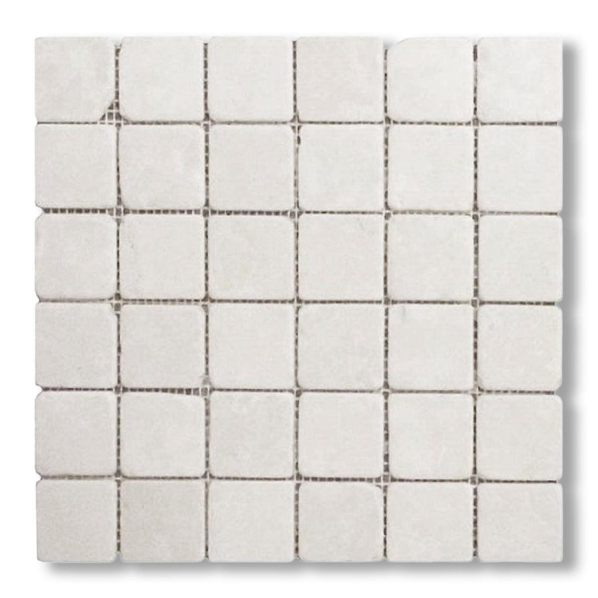 2x2 White Pearl / Botticino Marble Tumbled Mosaic Tile - American Tile Depot