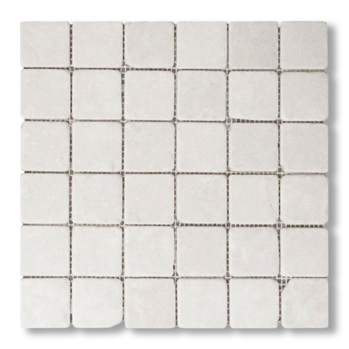 2x2 White Pearl / Botticino Marble Tumbled Mosaic Tile - American Tile Depot