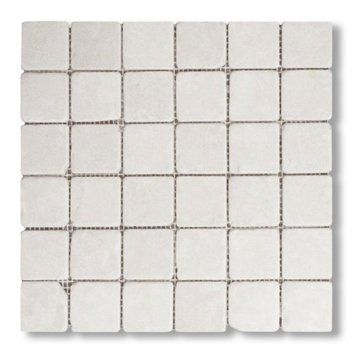 2x2 White Pearl / Botticino Marble Tumbled Mosaic Tile - American Tile Depot