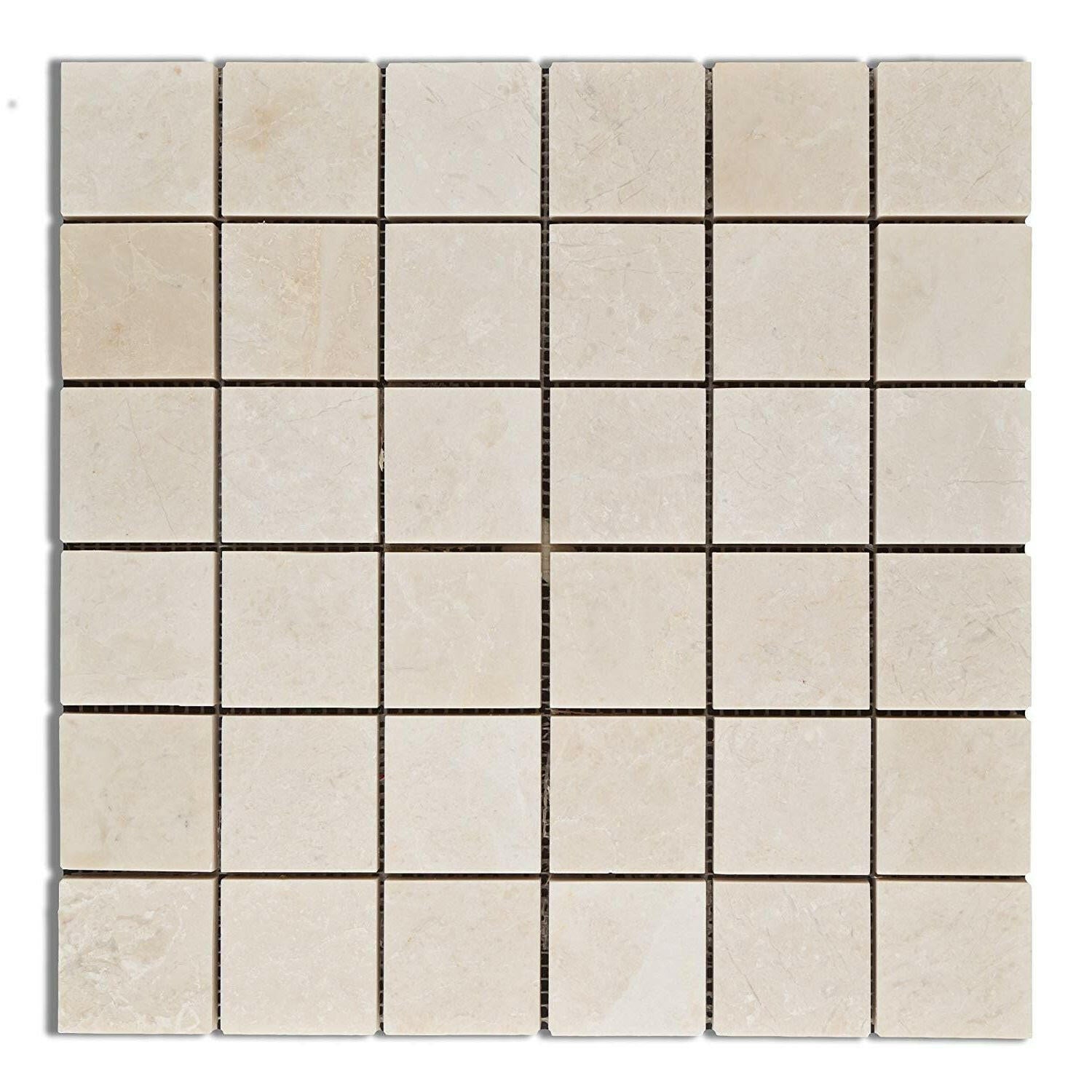 2x2 White Pearl / Botticino Marble Polished Mosaic Tile 2x2 White Pearl / Botticino Marble Polished Mosaic Tile - American Tile Depot