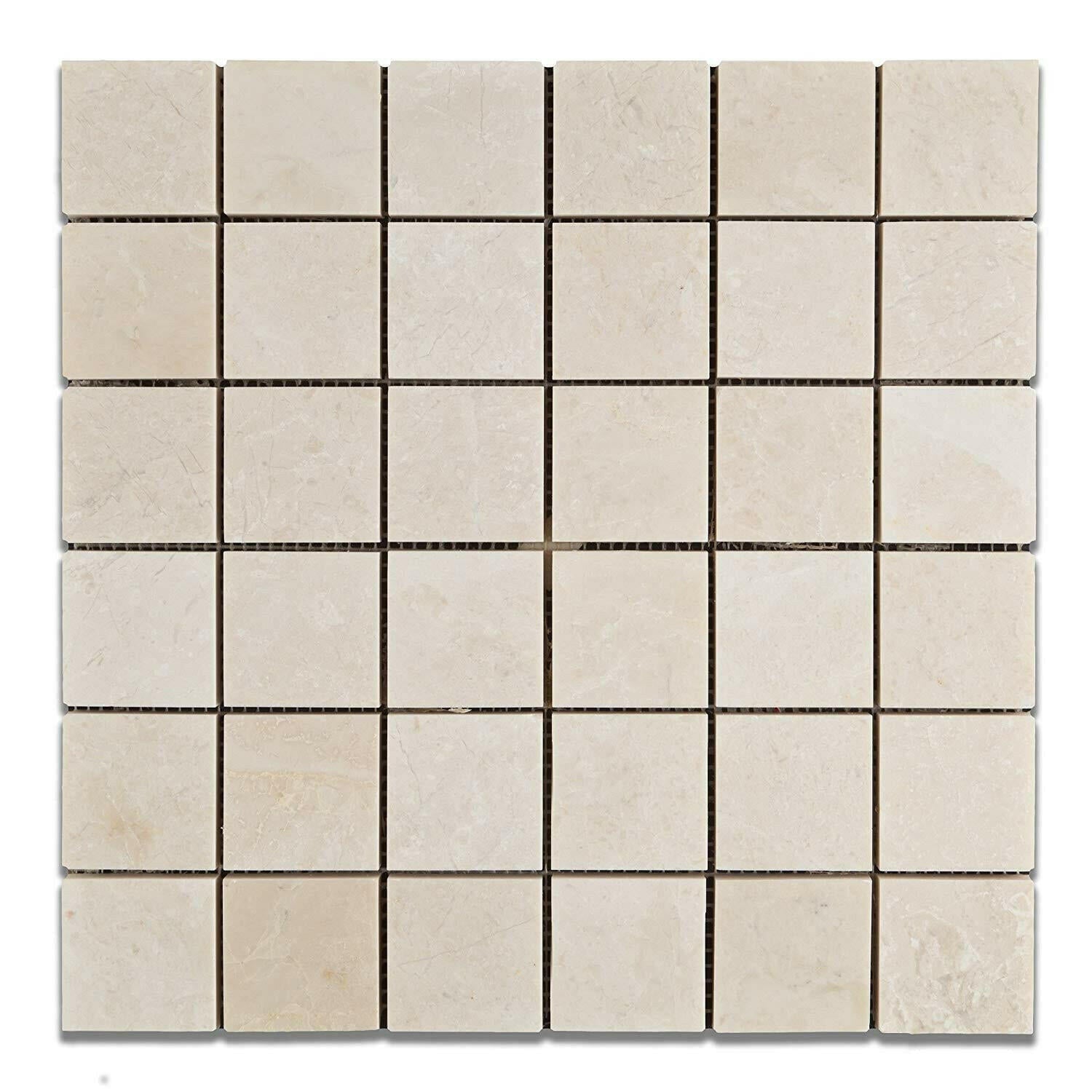 2x2 White Pearl / Botticino Marble Polished Mosaic Tile 2x2 White Pearl / Botticino Marble Polished Mosaic Tile - American Tile Depot