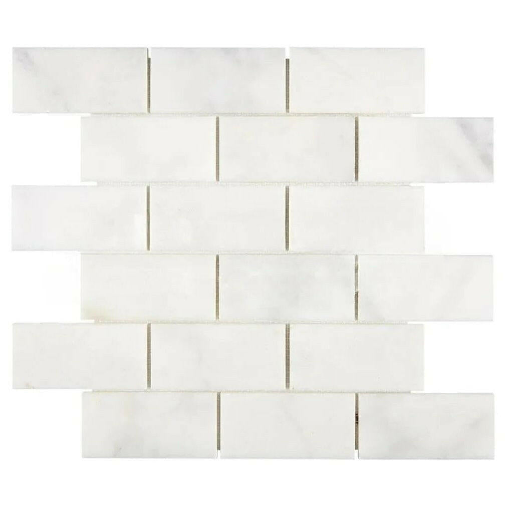 2x4 Afyon White Marble Polished Brick Mosaic Tile 2x4 Afyon White Marble Polished Brick Mosaic Tile - American Tile Depot