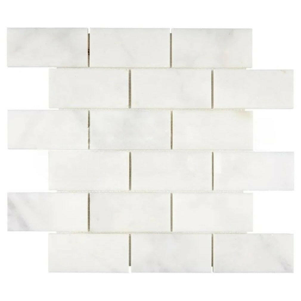 2x4 Afyon White Marble Polished Brick Mosaic Tile 2x4 Afyon White Marble Polished Brick Mosaic Tile - American Tile Depot