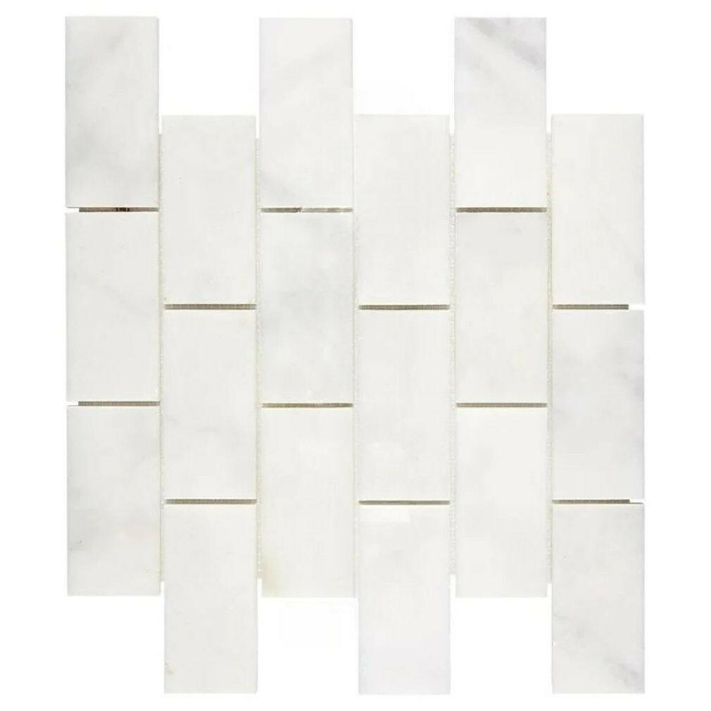 2x4 Afyon White Marble Polished Brick Mosaic Tile 2x4 Afyon White Marble Polished Brick Mosaic Tile - American Tile Depot