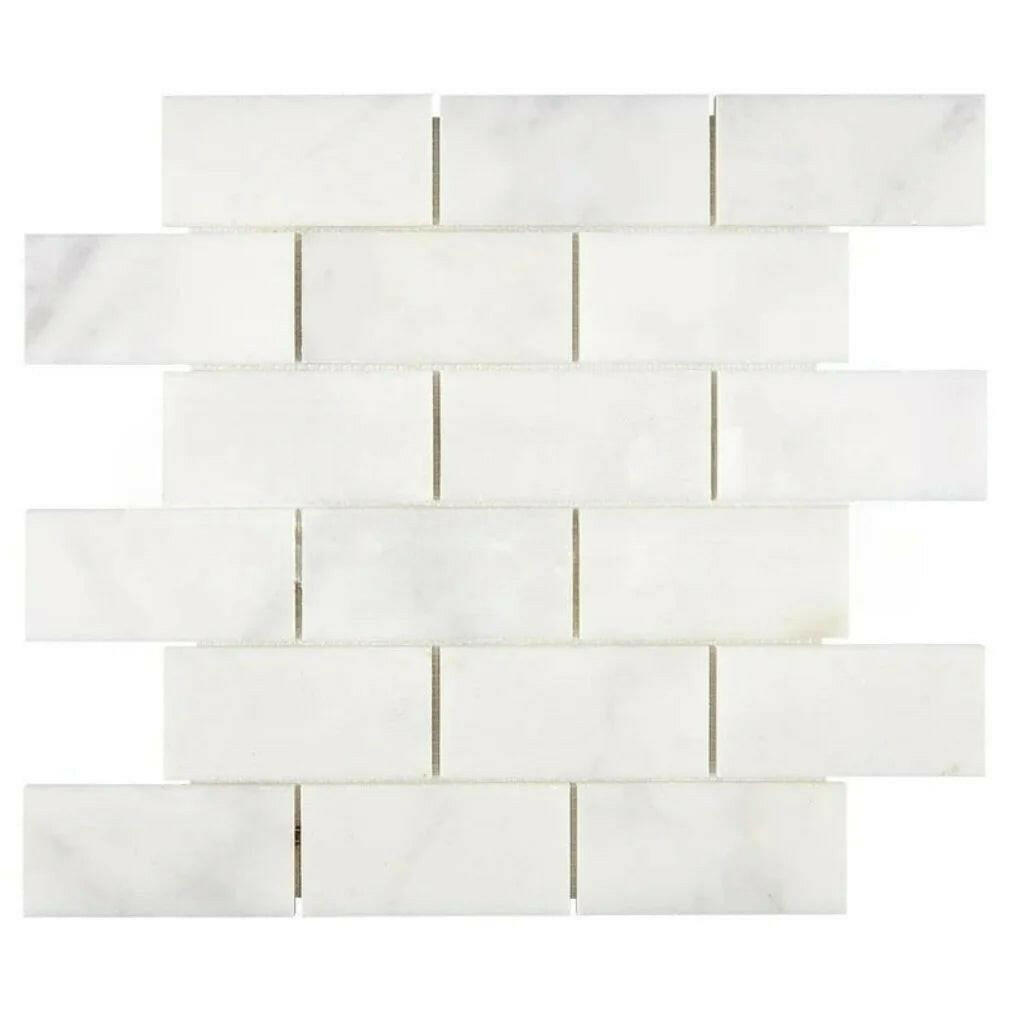 2x4 Afyon White Marble Polished Brick Mosaic Tile 2x4 Afyon White Marble Polished Brick Mosaic Tile - American Tile Depot