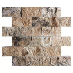 2x4 Antico Onyx Travertine Split-Faced Brick Mosaic Tile 2x4 Antico Onyx Travertine Split-Faced Brick Mosaic Tile - American Tile Depot